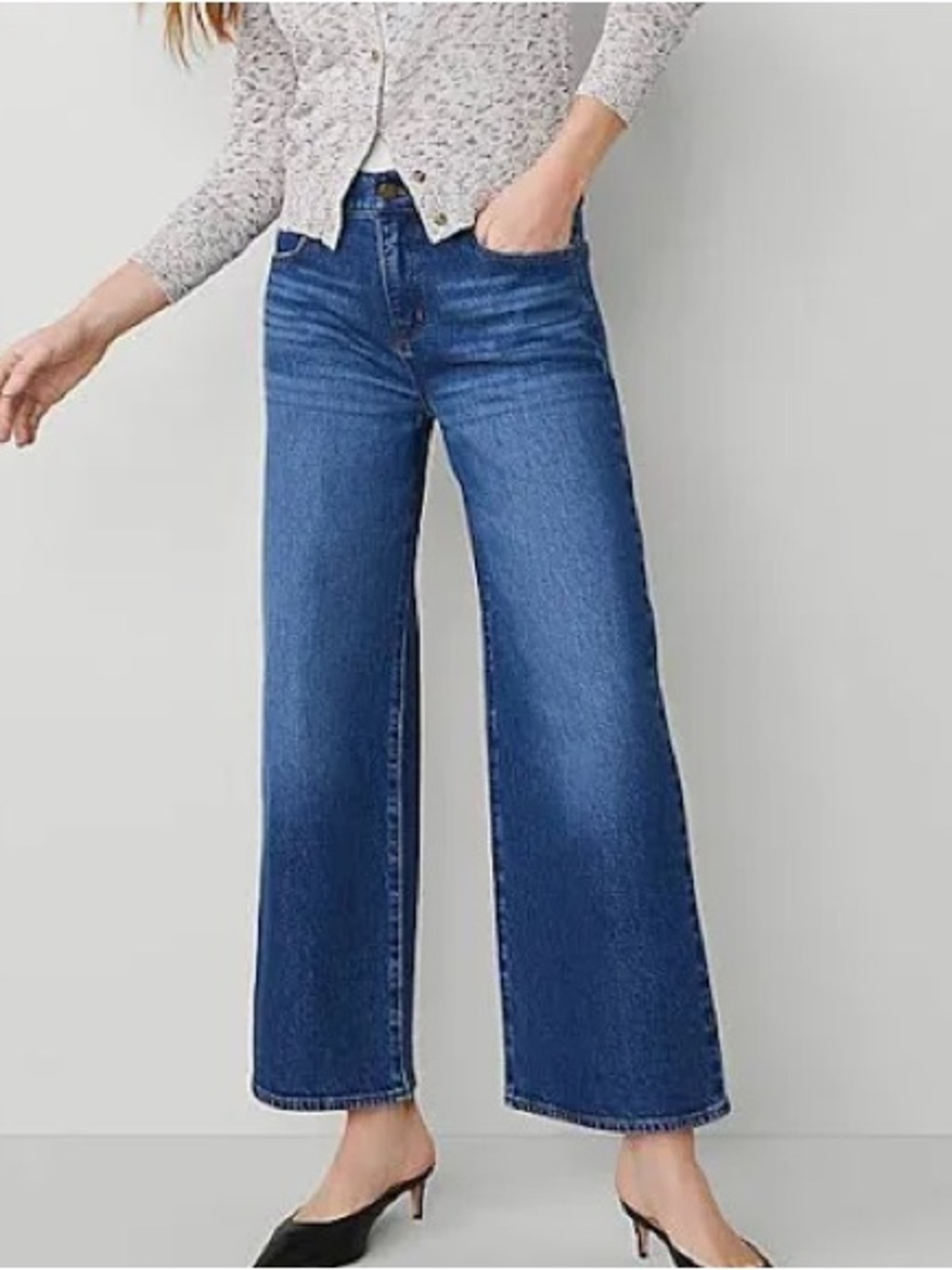 LOFT High-Rise Wide-Leg Jeans in Blue Denim